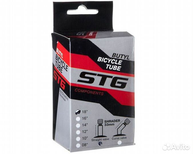Камера велосипедная STG, бутил,18Х1,75,автониппель