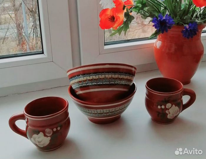 Глиняная посуда СССР (пиалы, кружки)