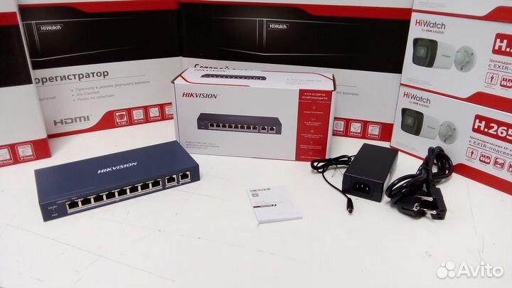 DS-3E0310P-E/M 8 портовый POE коммутатор hikvision