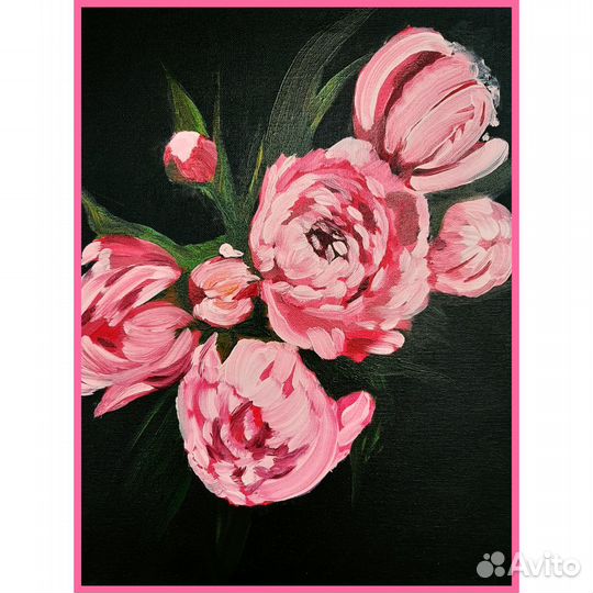 Картина маслом на холсте Пионы