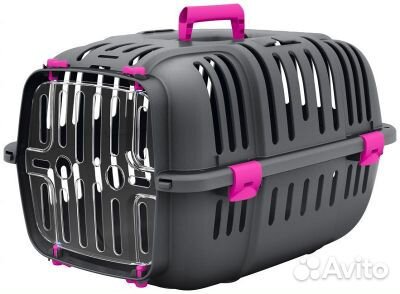 Сумка переноска для собак и кошек черная пластик