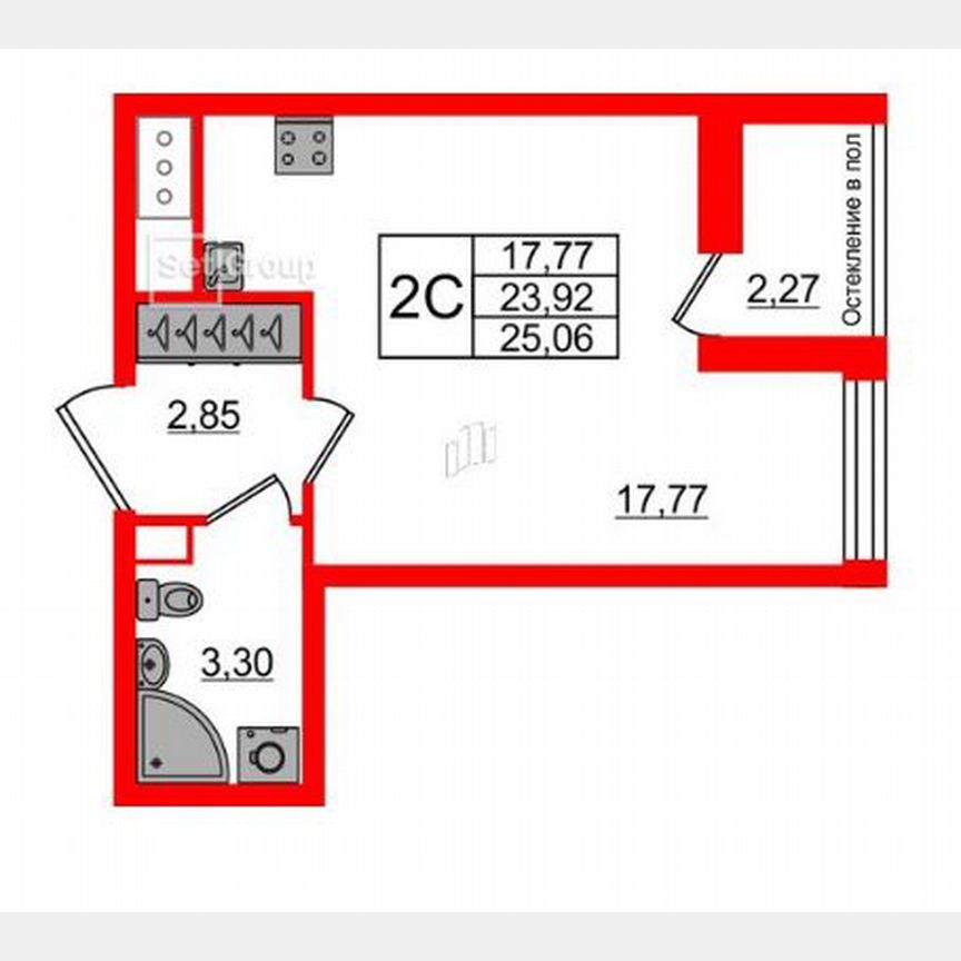 Квартира-студия, 23,9 м², 11/12 эт.