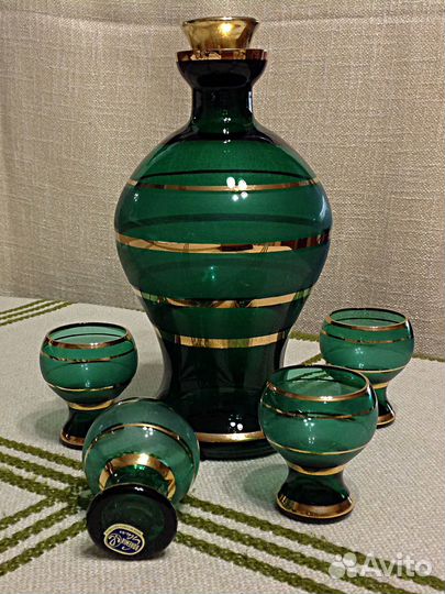 Штоф-графин и 4 рюмки Bohemia (50-e годы)