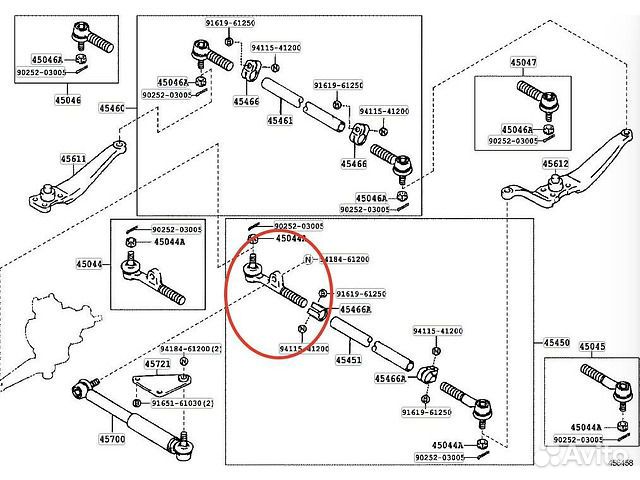 Наконечник рулевой тяги правый нижний Land Cruiser