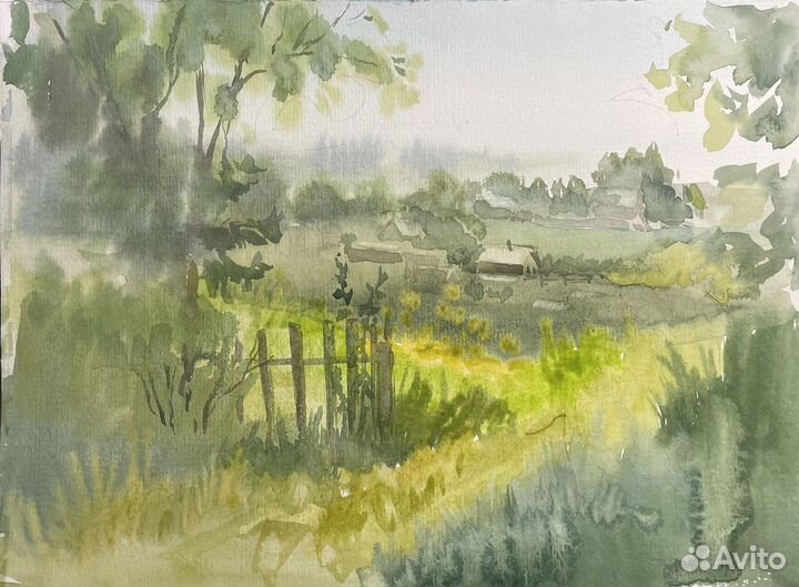 Пейзаж. Этюд акварелью