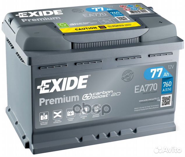 Exide EA770 premium аккумуляторная батарея 19