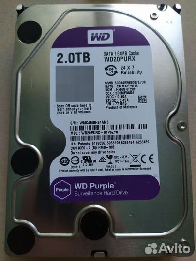 2тб для пк (wd2000fyyz)(wd20purx) 7200об