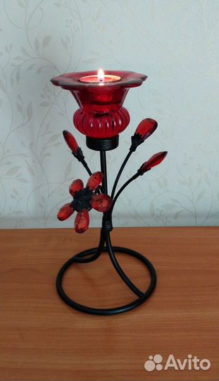 Подсвечник металл-стекло