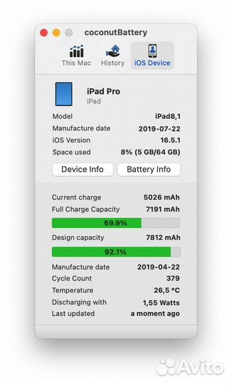 iPad Pro 11 2018 64GB 92акб + Чехол