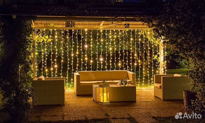 Электрогирлянды-занавесы мерцание или водопад