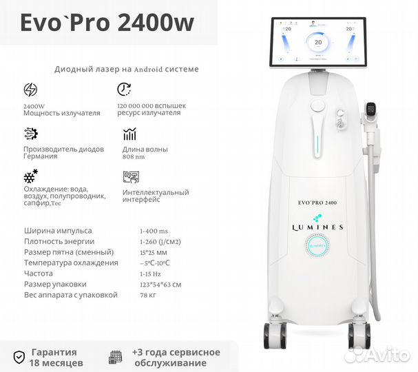 Диодный лазер для эпиляции Лю’минес Evo’Pro 2400в