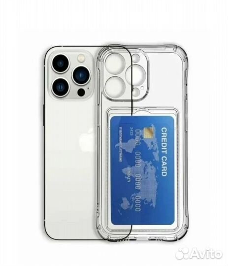 Силиконовый чехол для Айфон 13 Про с картхолдером