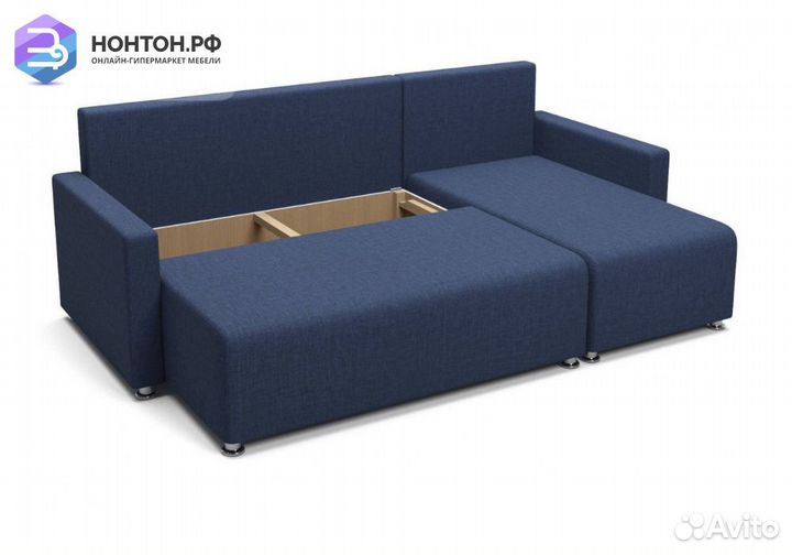 Диван угловой еврокнижка Челси темно-синий