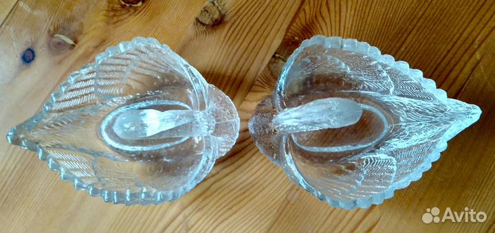 Икорница Лебедь хрусталь дореволюционный