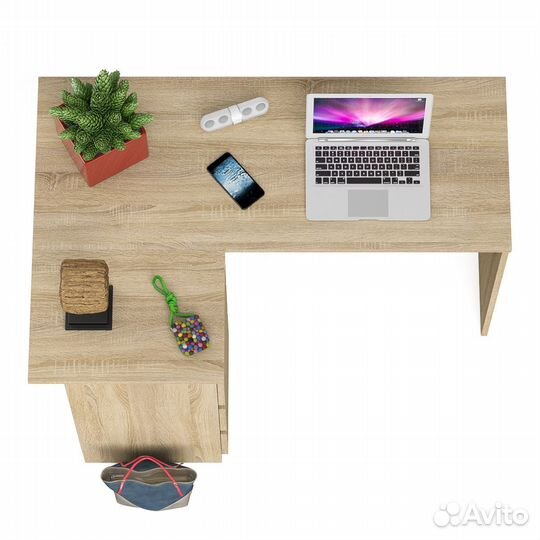 Угловой компьютерный стол Мори мс-16 левый дуб сонома, 124,4х84,9х76,6 см, ящики слева, не универсал