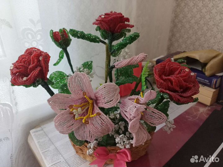 Розы из бисера