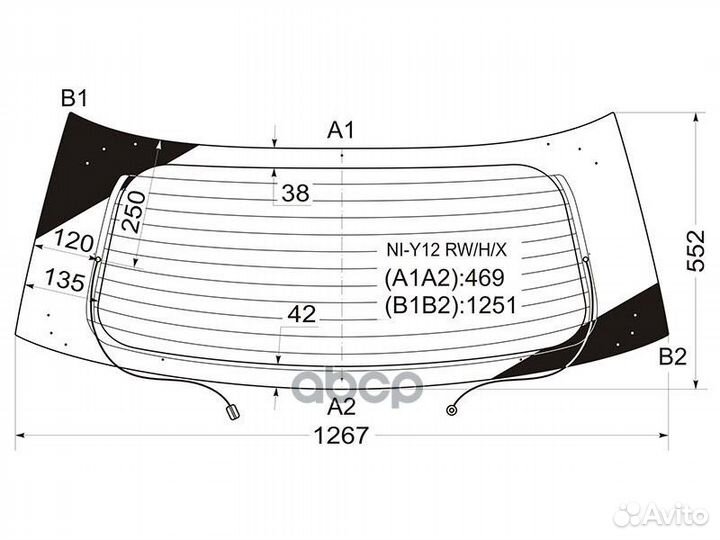 Стекло заднее (Цвет зеленый/ Обогрев) Nissan AD