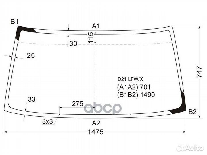 Стекло лобовое nissan terrano/datsun pick-UP 89
