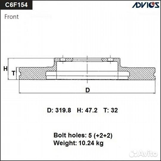 Диск тормозной передний advics артикул C6F154B