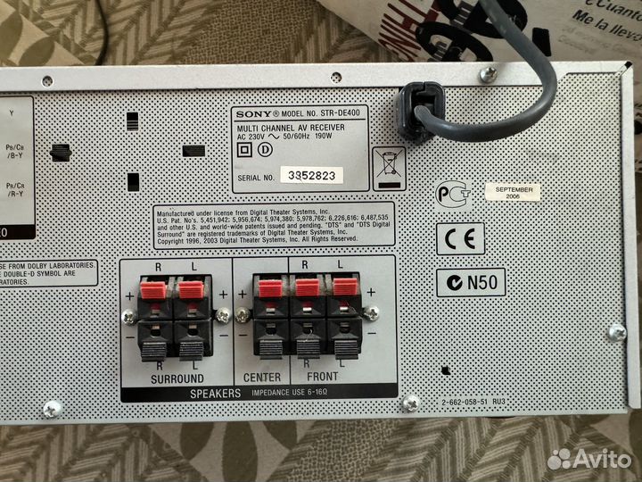 Усилитель sony STR -DE 400 ресивер 5.1