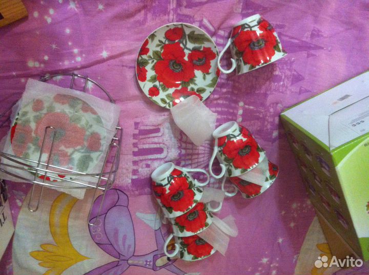 Набор чайный на подставке 13 предметов новый