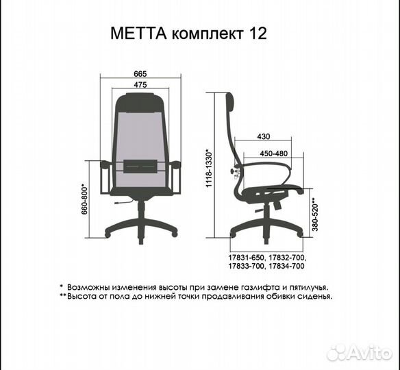 Кресло компьютерное метта-12