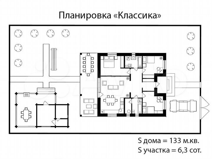 Дом 133 м² на участке 6,3 сот.