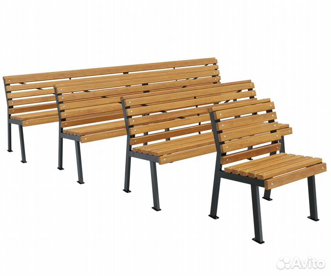 Скамейка стальная «Модерн» без подлокотников Ольха