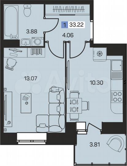 1-к. квартира, 33 м², 7/8 эт.