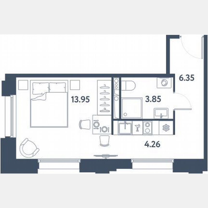 Апартаменты-студия, 28,4 м², 13/16 эт.