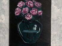 Картина розы в вазе