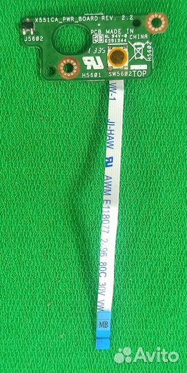 Плата кнопки включения asus X551C