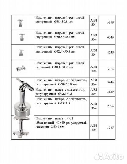 Комплектующие, фурнитура для перил из нержавейки