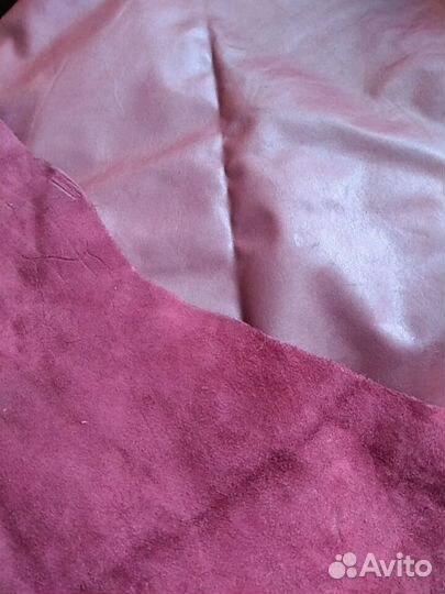 Кожа бордовая, 3 лоскута (из бычка), фабричной вы