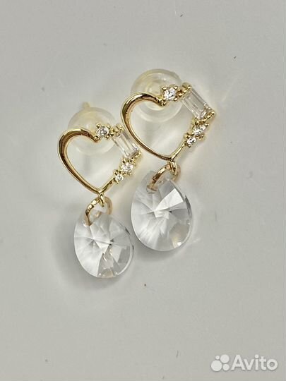 Серьги-Пусеты с подвесками Swarovski