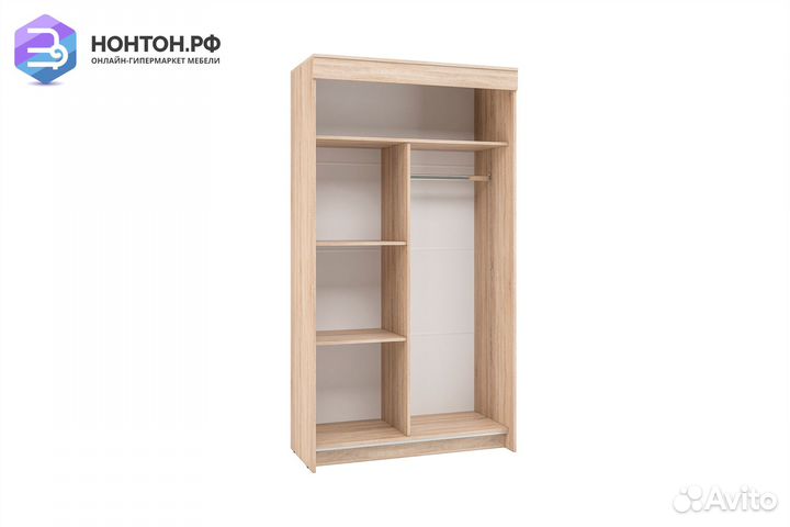 Шкаф-купе Бассо 1.0 м с 2-мя зеркалами дуб сонома