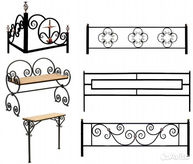 Оградки ритуальные на кладбище + скамейка и стол