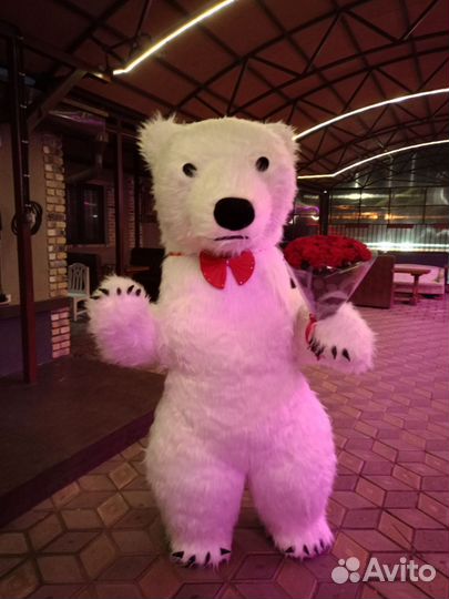 Белый мишка аниматоры Поздравление ростовые куклы