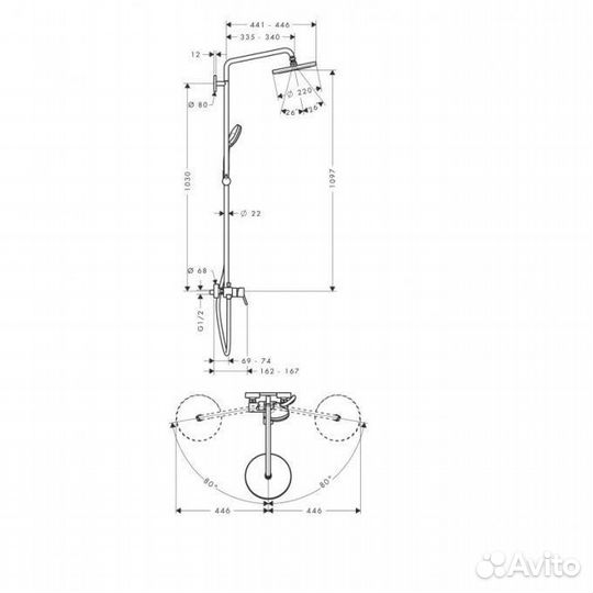 Душевая система Hansgrohe Croma, хром (27222000)