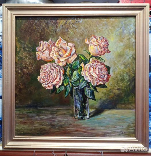 Картина маслом на оргалите. Натюрморт 