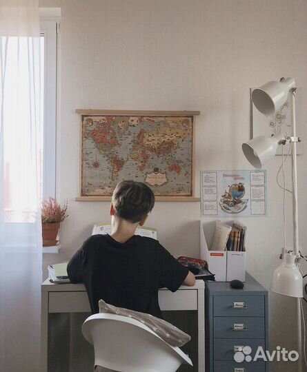 Настенная карта мира винтаж холст