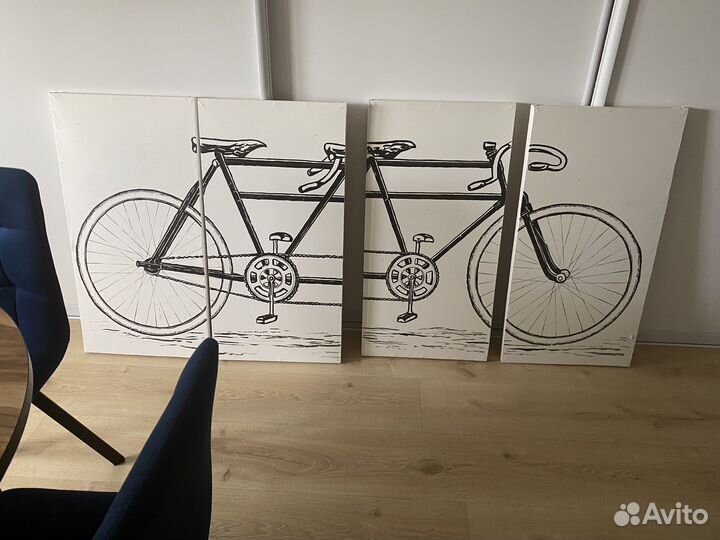 Модульная картина. велосипед (тушь)