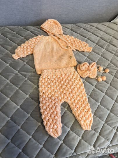 Комплект ручной работы для новорождённого 3 мес