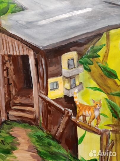 Картина акрилом городской пейзаж