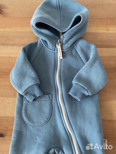 Теплый слип 1-2 мес комбинезон 62 с начесом