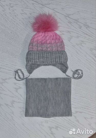 Комплект зимняя шапка+снуд для девочки