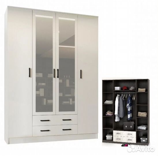 Шкаф распашной белый, дуб сонома/белый 160 см