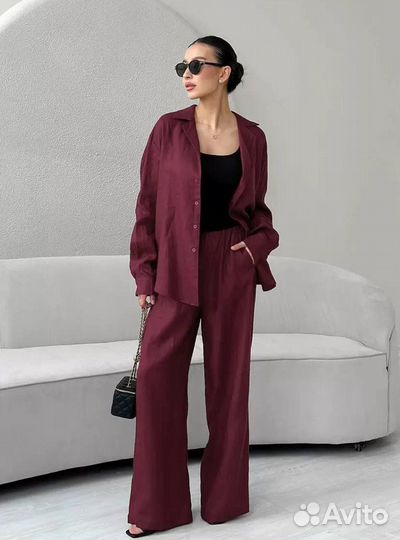 Льняной костюм женский двойка