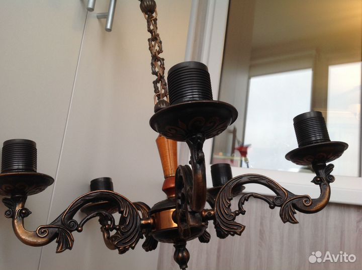 Люстра под бронзу 5 Рожков с плафонами