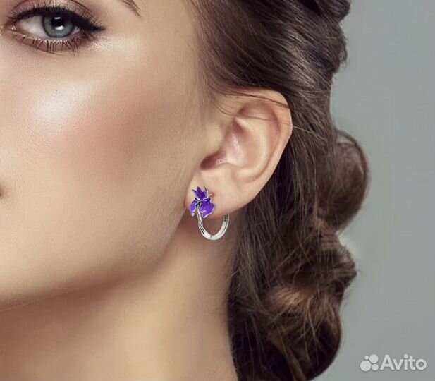 Серьги ирисы конго эмаль